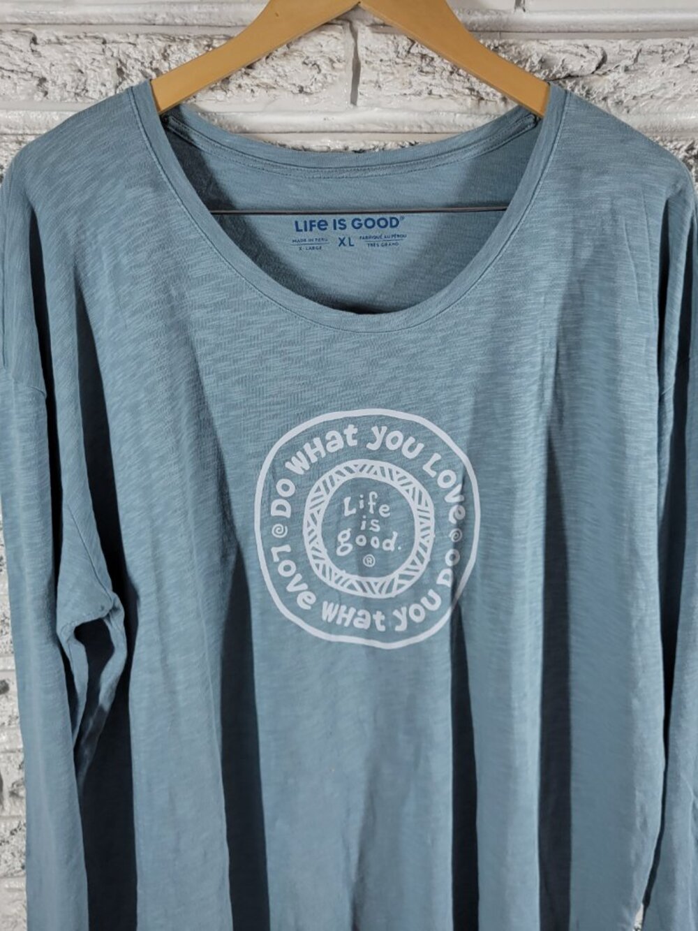 Life Is Good Tee XL Blue Long Sleeve 100% Cotton Crew Neck Pullover BLU66E - Picture 3 of 9